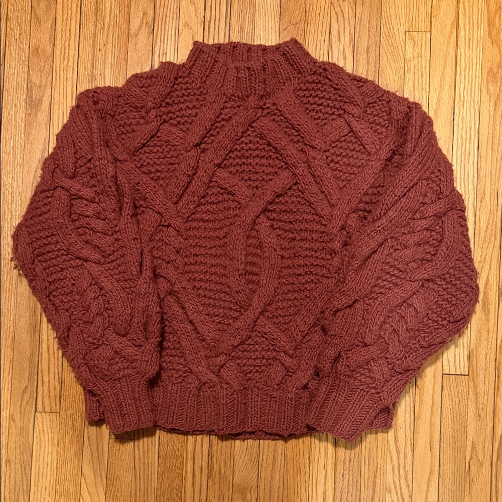 Ulla Johnson Mauve Cable Knit Turtleneck Sweater